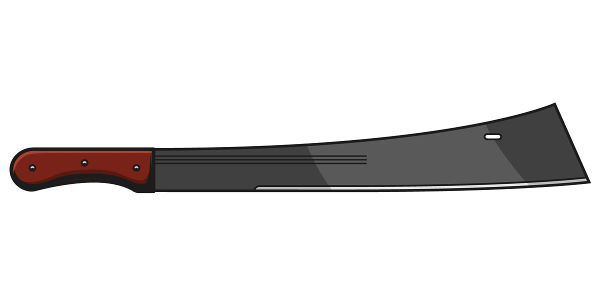 Tapanga machete from West Africa — angled blade for chopping